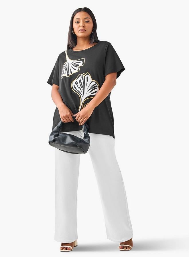  أولا بوبكن تيشيرت بطبعة أوراق شجر مقاس كبير من أولا بوبكن - Image 2